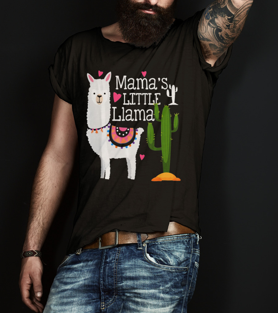 Mama's Little Llama Cute Heart Cactus T-Shirt