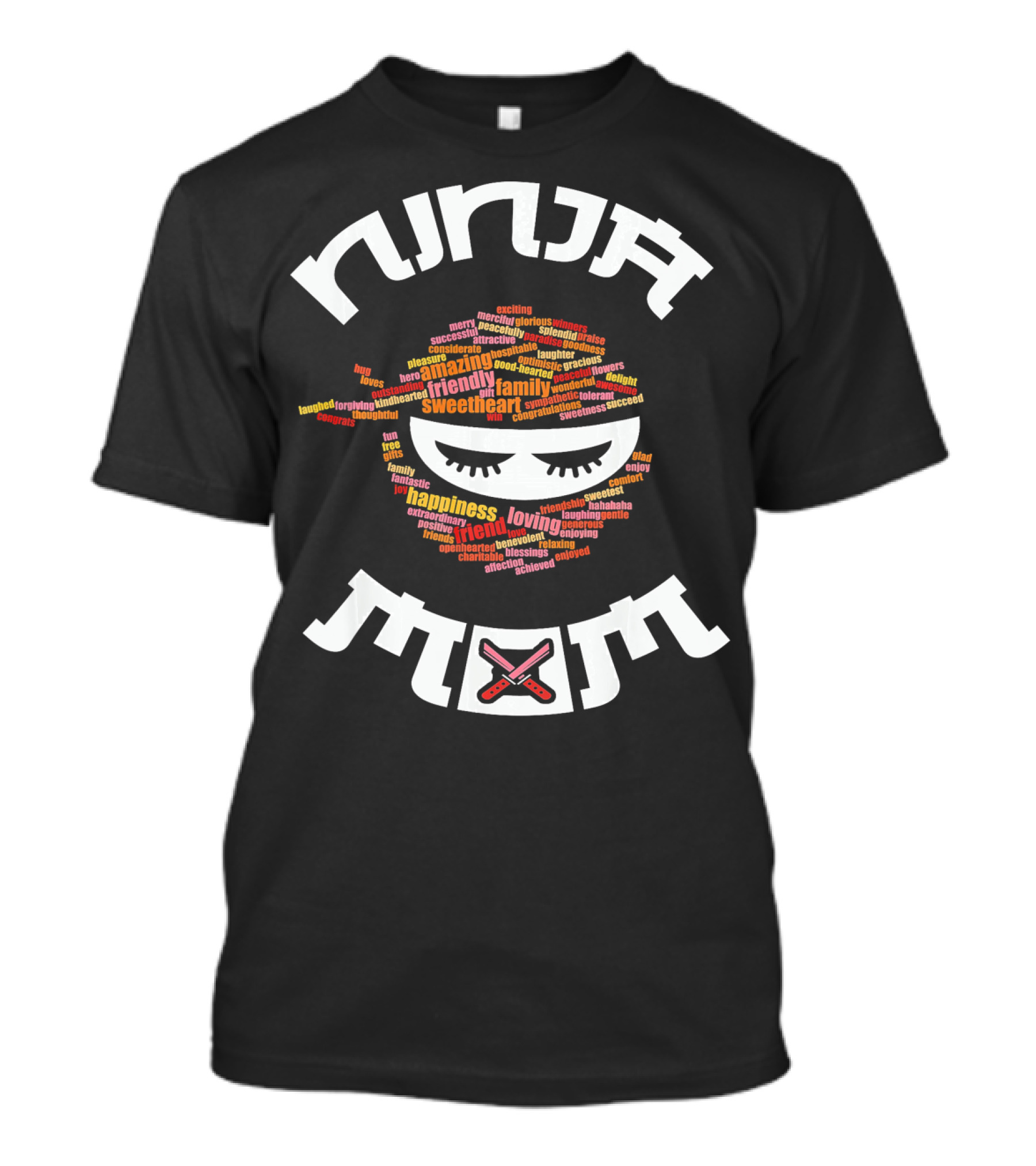 Ninja Mom Text Art With Eyemask And Crossed Swords T-Shirt