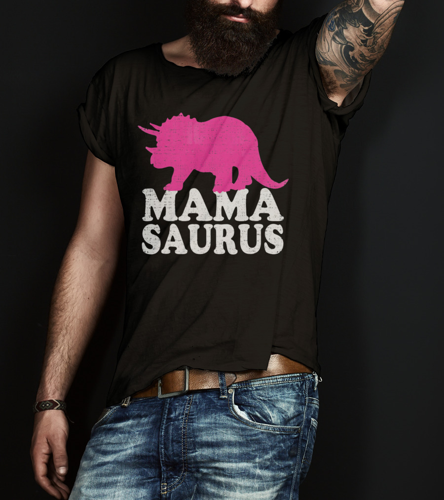 MAMASAURUS Pink Triceratops T-Shirt