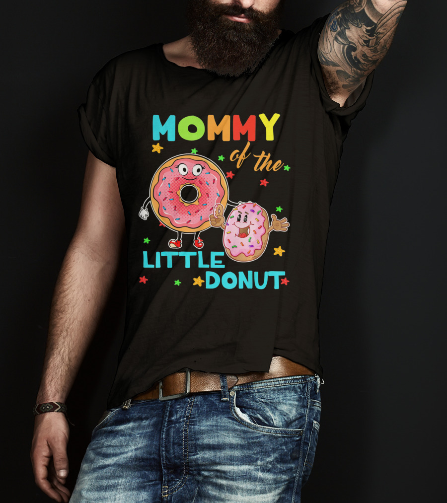 Mommy Of The Little Donut With Cute Colorful Cartoon Donuts And Stars T-Shirt
