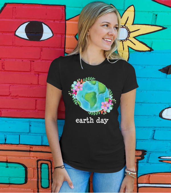 Earth Day Floral Globe Mother Nature T-Shirt