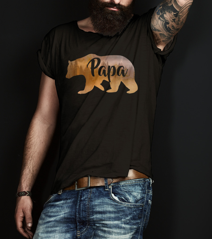 Papa Bear Forest Silhouette Mens Awesome T-Shirt