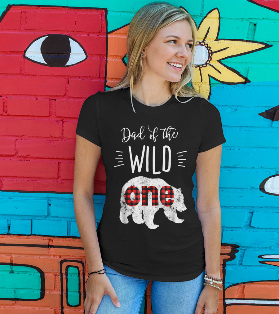 Dad Of The Wild One Bear Plaid T-Shirt