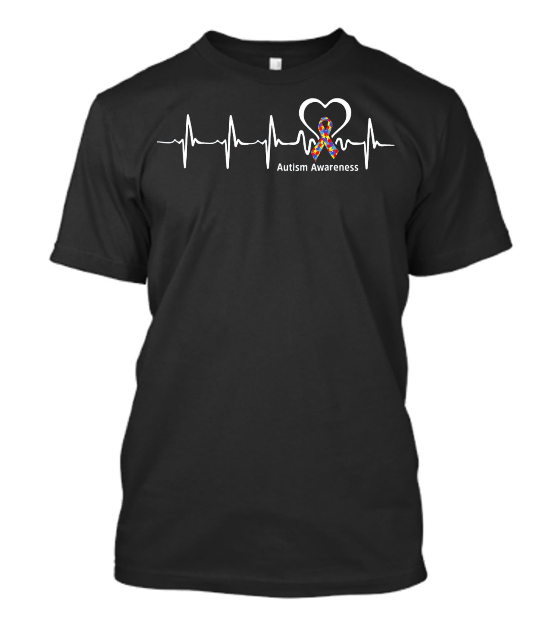 Autism Awareness Heartbeat With Puzzle Ribbon T-Shirt
