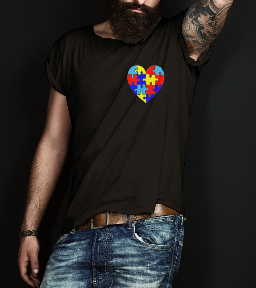Autism Awareness Heart Love Parent Puzzle T-Shirt