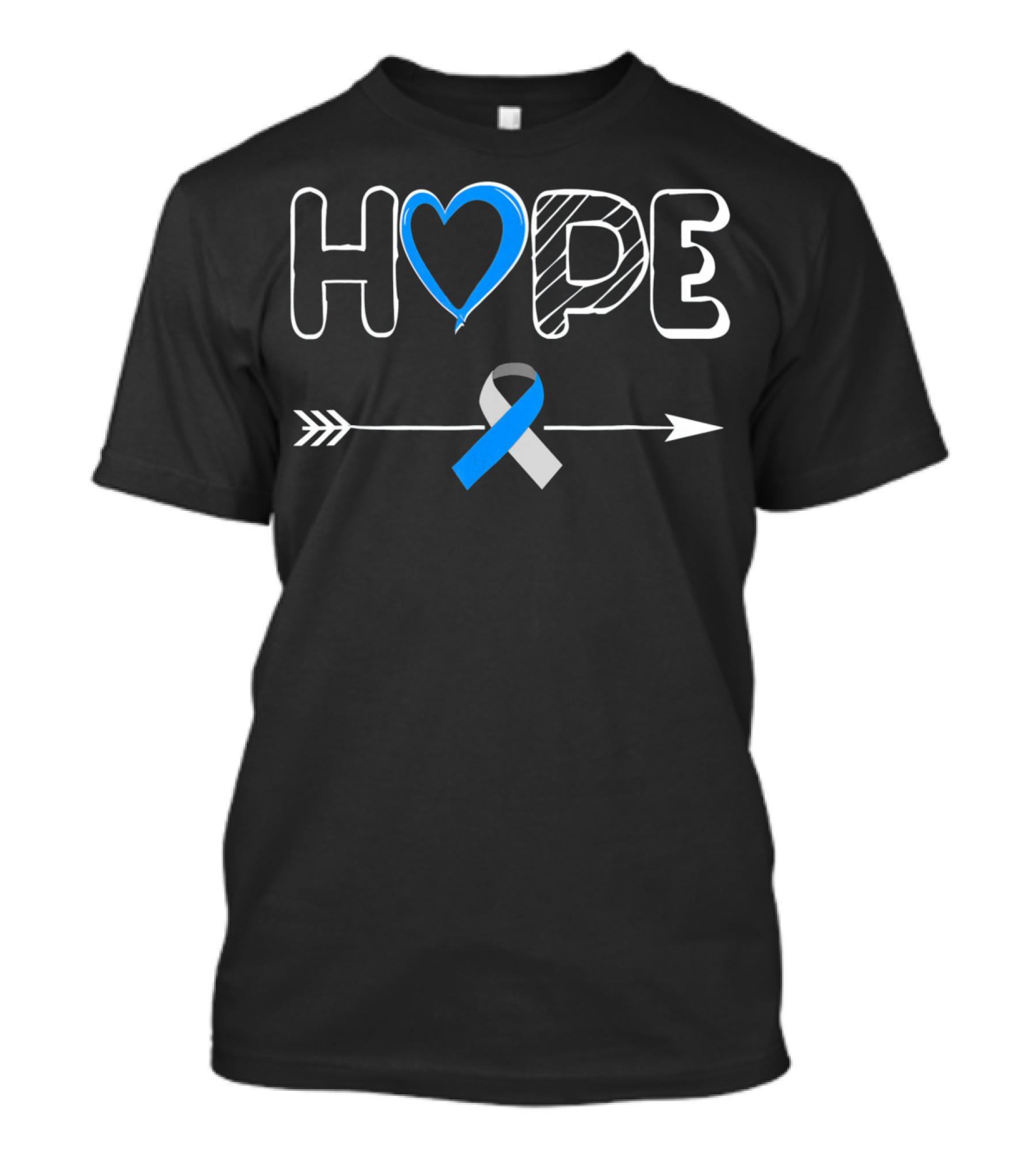 Hope Blue Ribbon Type 1 Diabetes Awareness T-Shirt