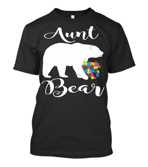 Aunt Bear Autism Puzzle Family Bear T-Shirt