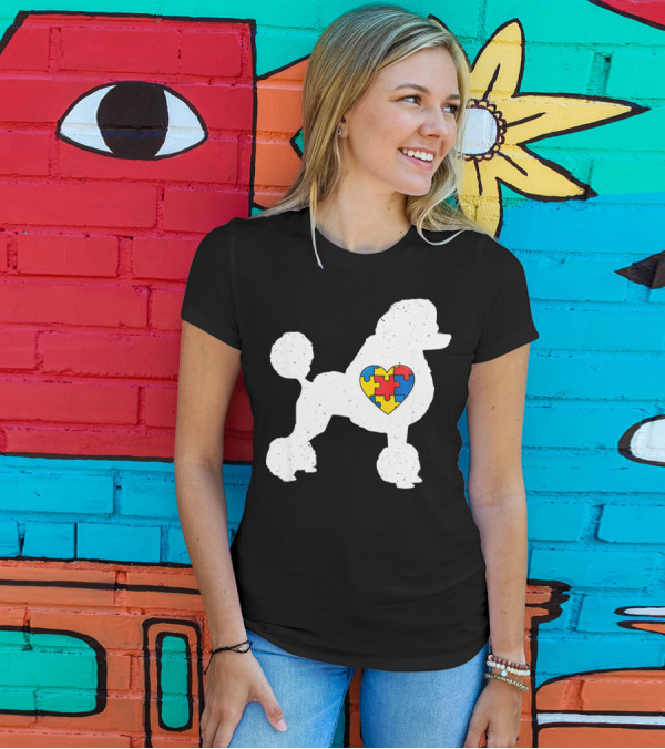 Poodle With Puzzle Heart Autism Awareness Day T-Shirt