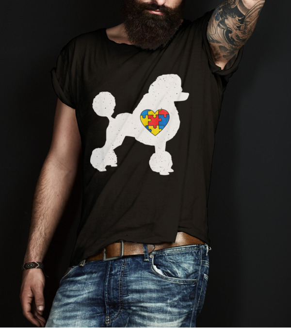 Poodle With Puzzle Heart Autism Awareness Day T-Shirt