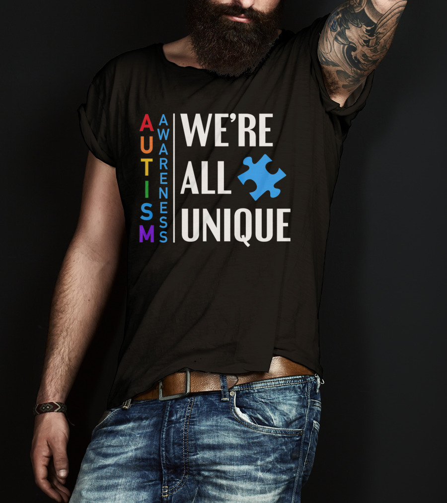 Autism Awareness We're All Unique Puzzle Piece T-Shirt