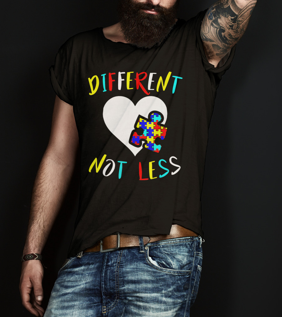 Different Not Less Autism Awareness Puzzle Heart T-Shirt