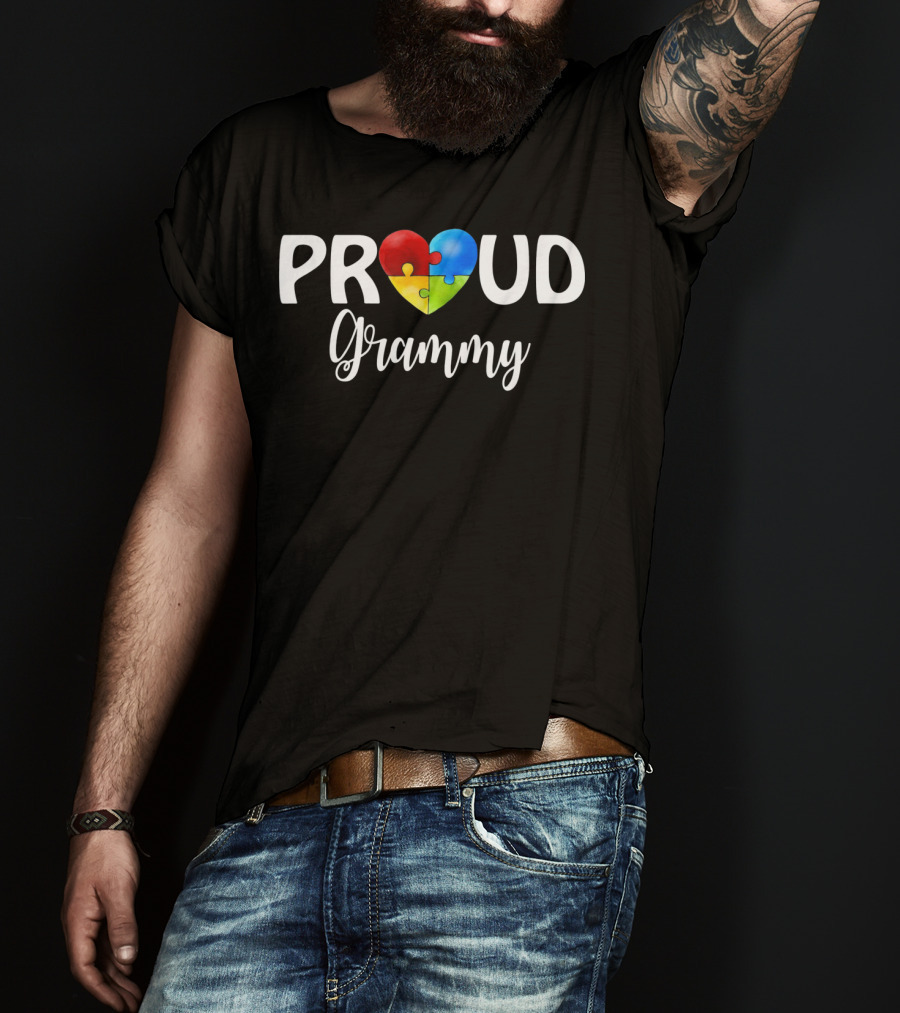 Proud Grammy Puzzle Heart Autism T-Shirt