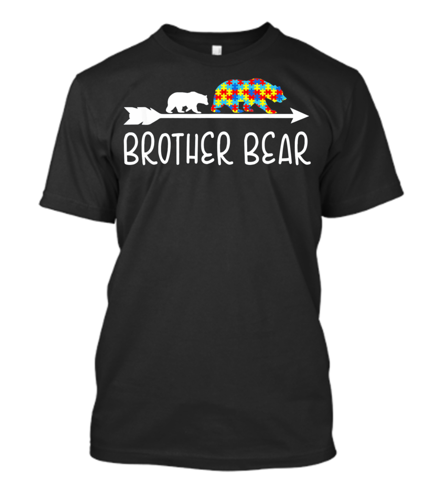 Brother Bear Autism Awareness Puzzle Bear Arrow T-Shirt