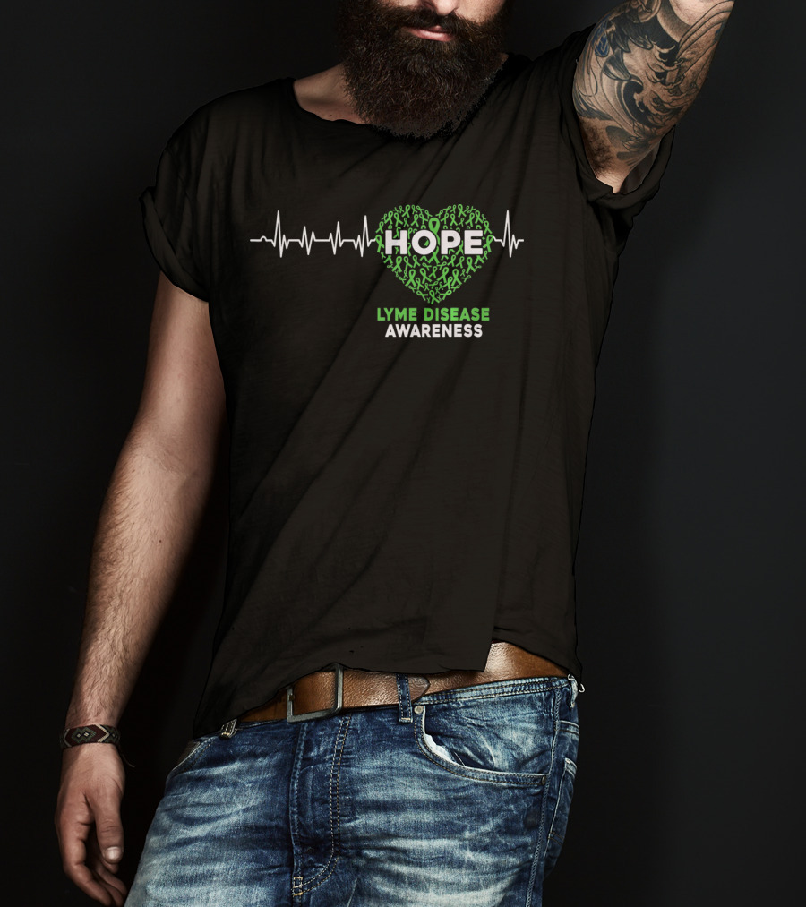 HOPE Heartbeat Ribbon Lyme Disease Awareness T-Shirt