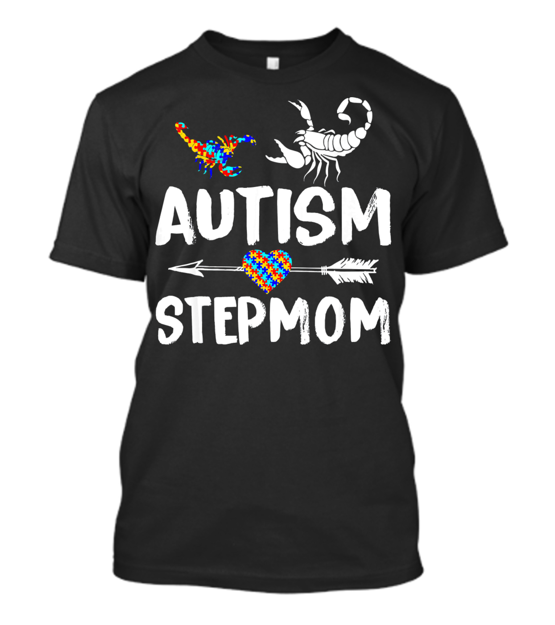 Scorpion Autism Stepmom Love Heart Puzzle Arrow T-Shirt