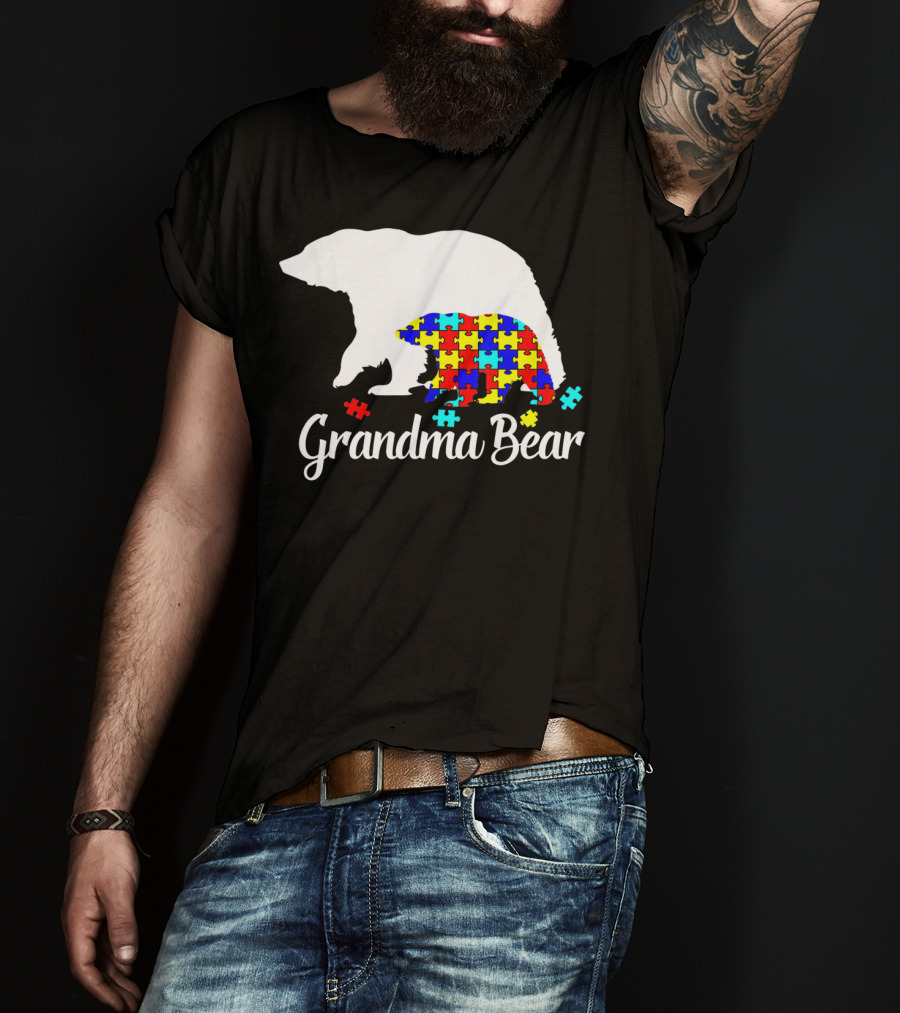 Grandma Bear Puzzle Autism Awareness Iconic T-Shirt