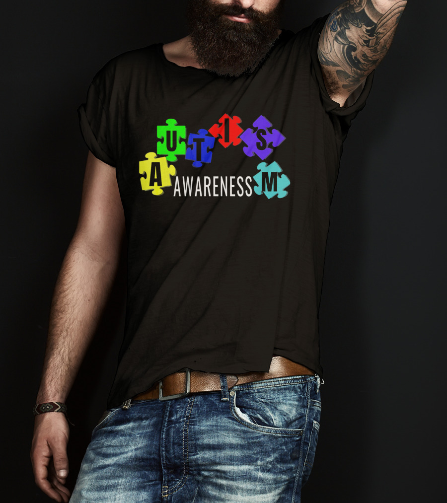 Autism Awareness Colorful Puzzle Pieces T-Shirt