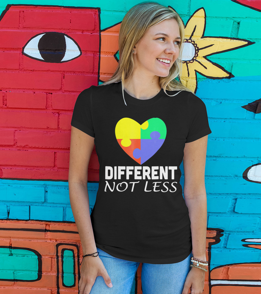 Different Not Less Autism Puzzle Piece Awareness T-Shirt