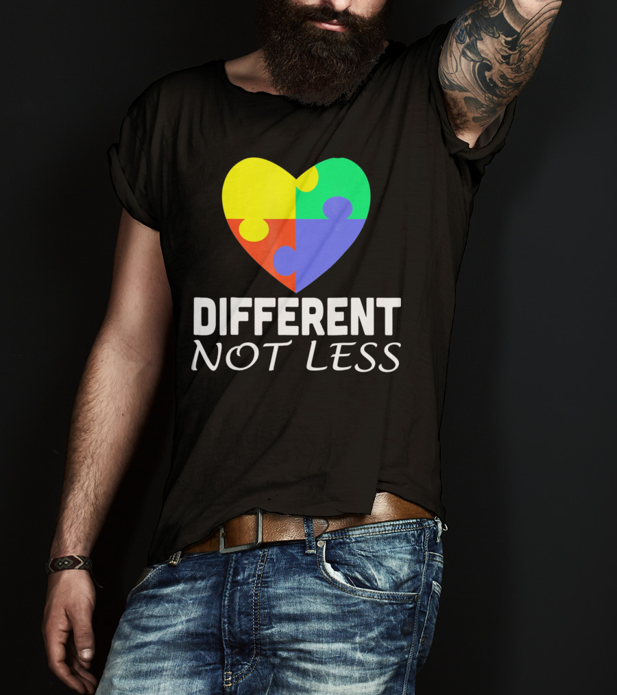 Different Not Less Autism Puzzle Piece Awareness T-Shirt