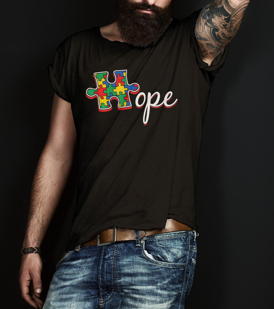 Autism Awareness Day Hope Puzzle Piece T-Shirt