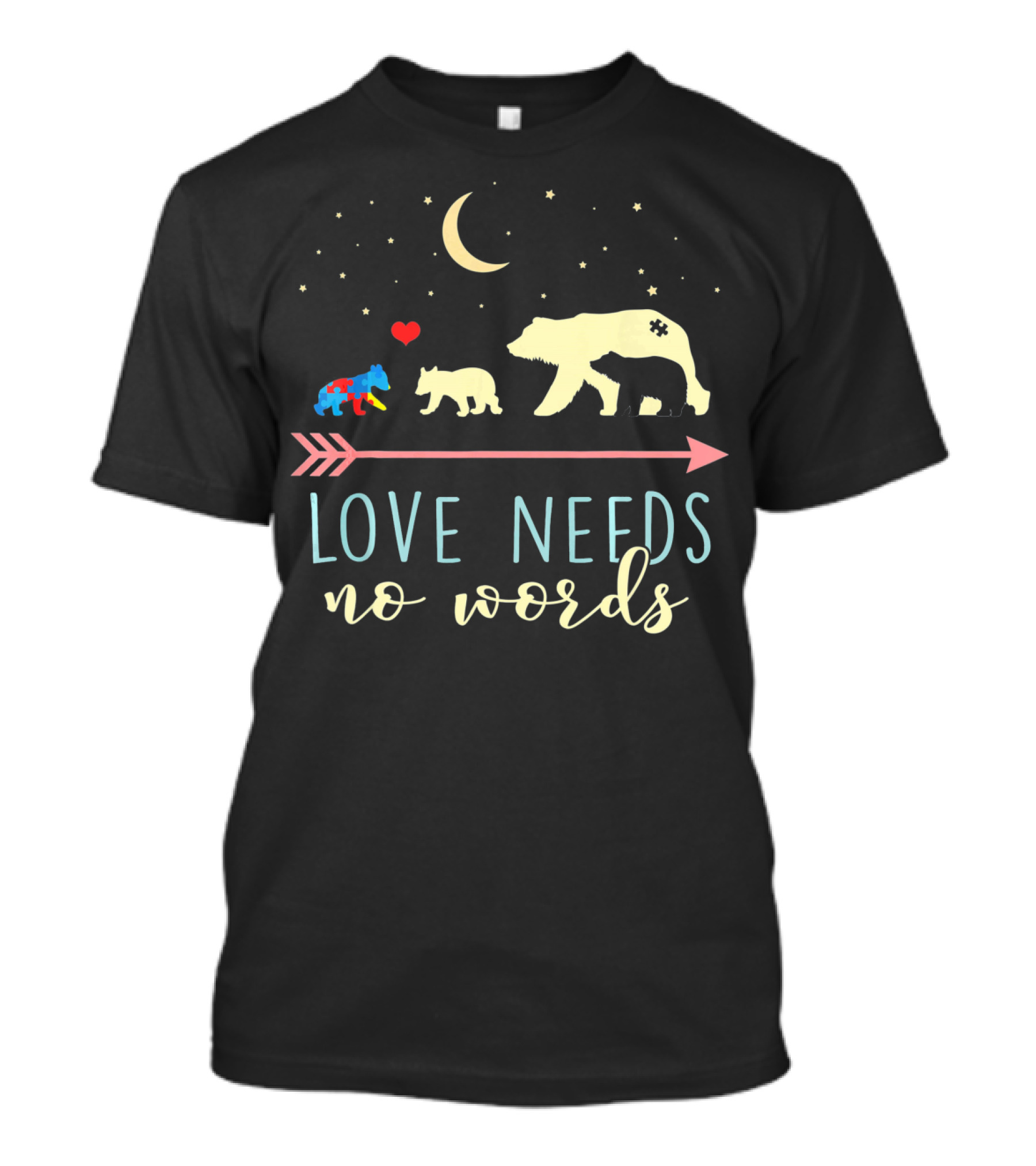 Mama Bear Love Needs No Words Autism Awareness T-Shirt