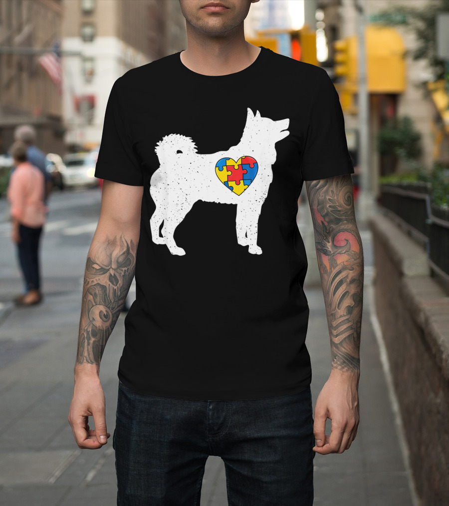 Husky Autism Awareness Puzzle Heart T-Shirt