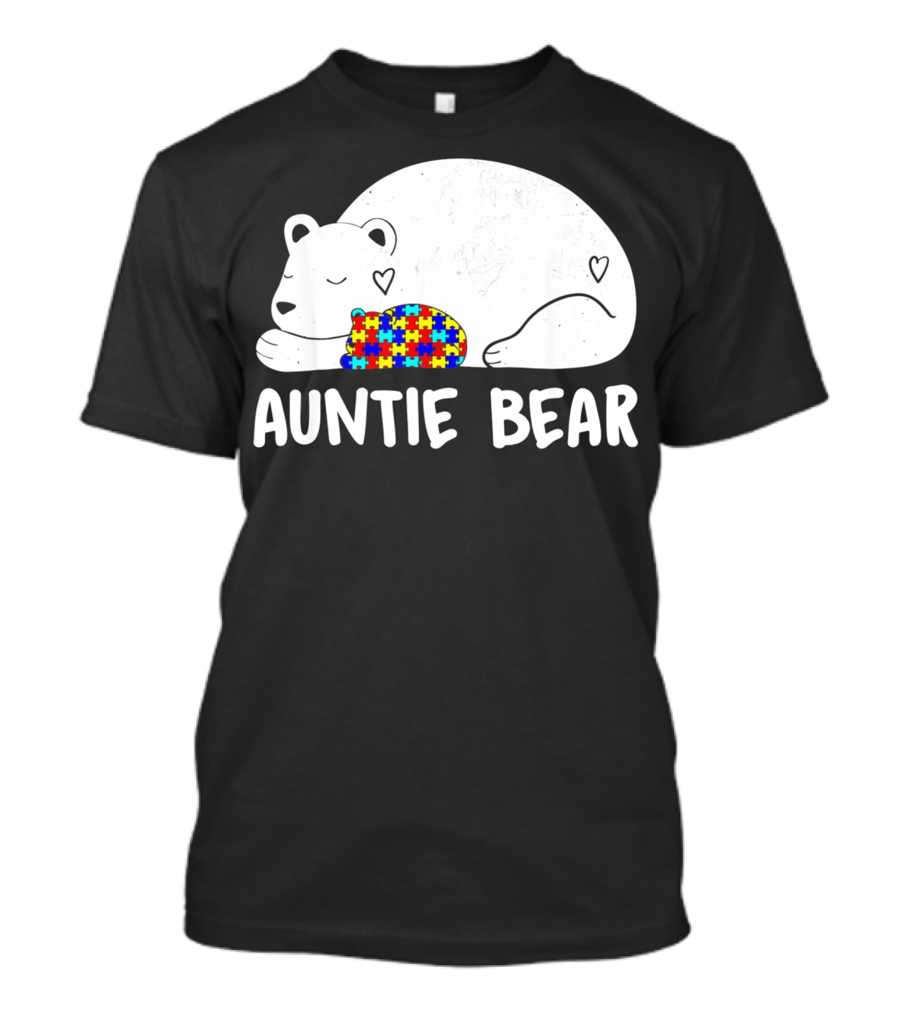 Auntie Bear Autism Awareness Puzzle Heart T-Shirt
