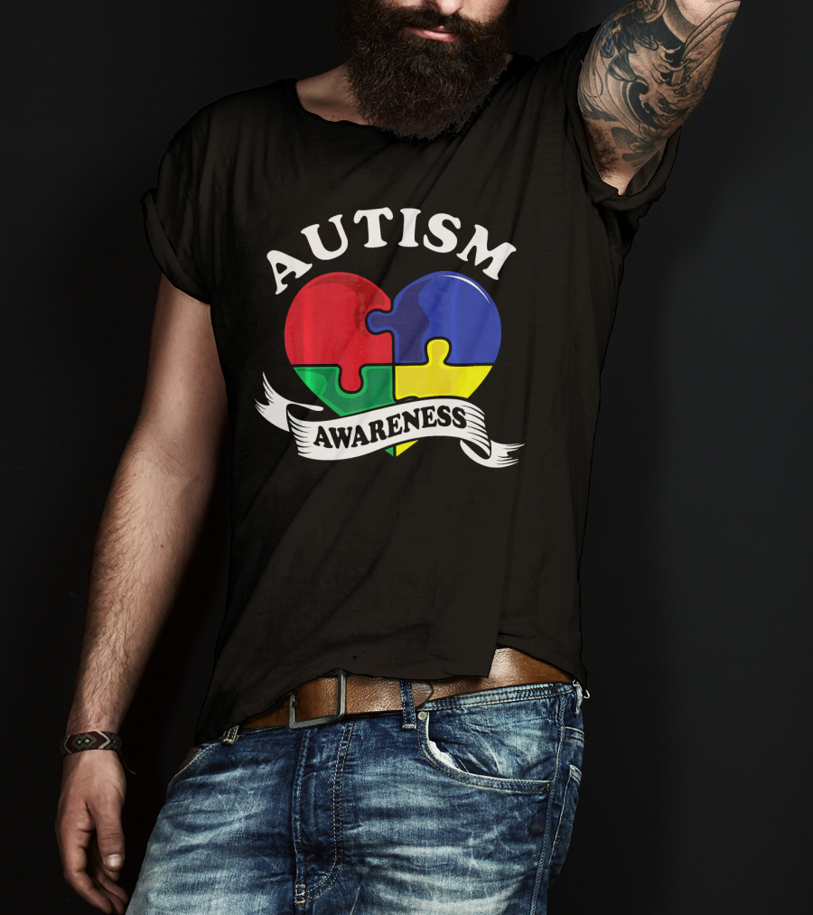 Autism Awareness Heart Puzzle Piece T-Shirt