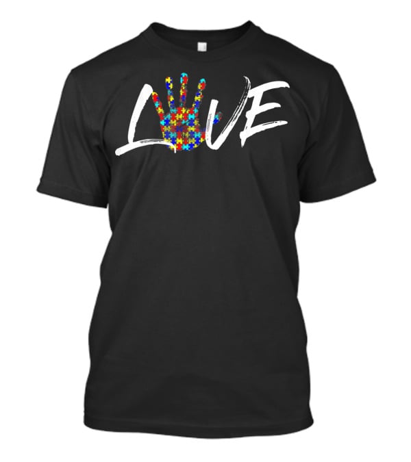 Autism Awareness Love Hand Puzzle T-Shirt