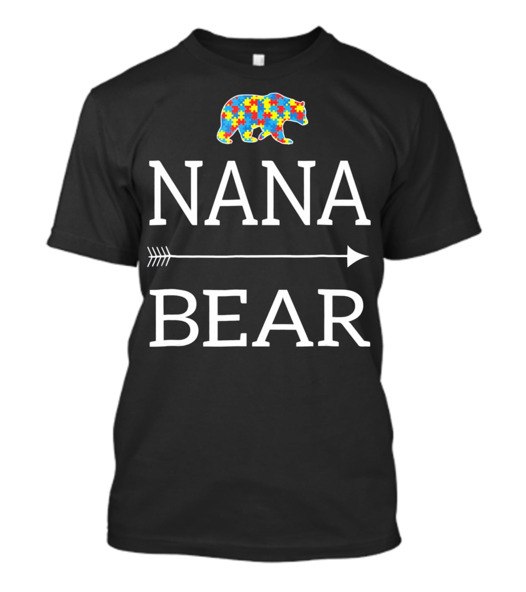 Nana Bear Autism Awareness Puzzle Bear Arrow T-Shirt