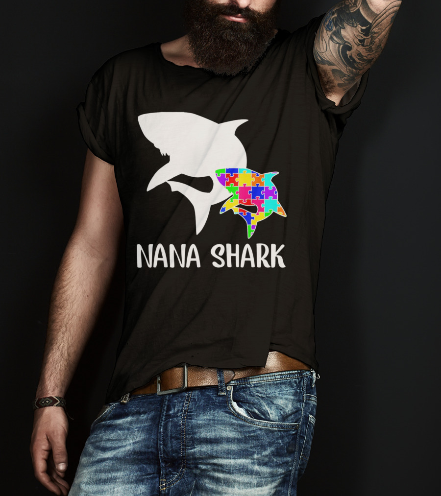 Nana Shark Puzzle Autism Awareness T-Shirt