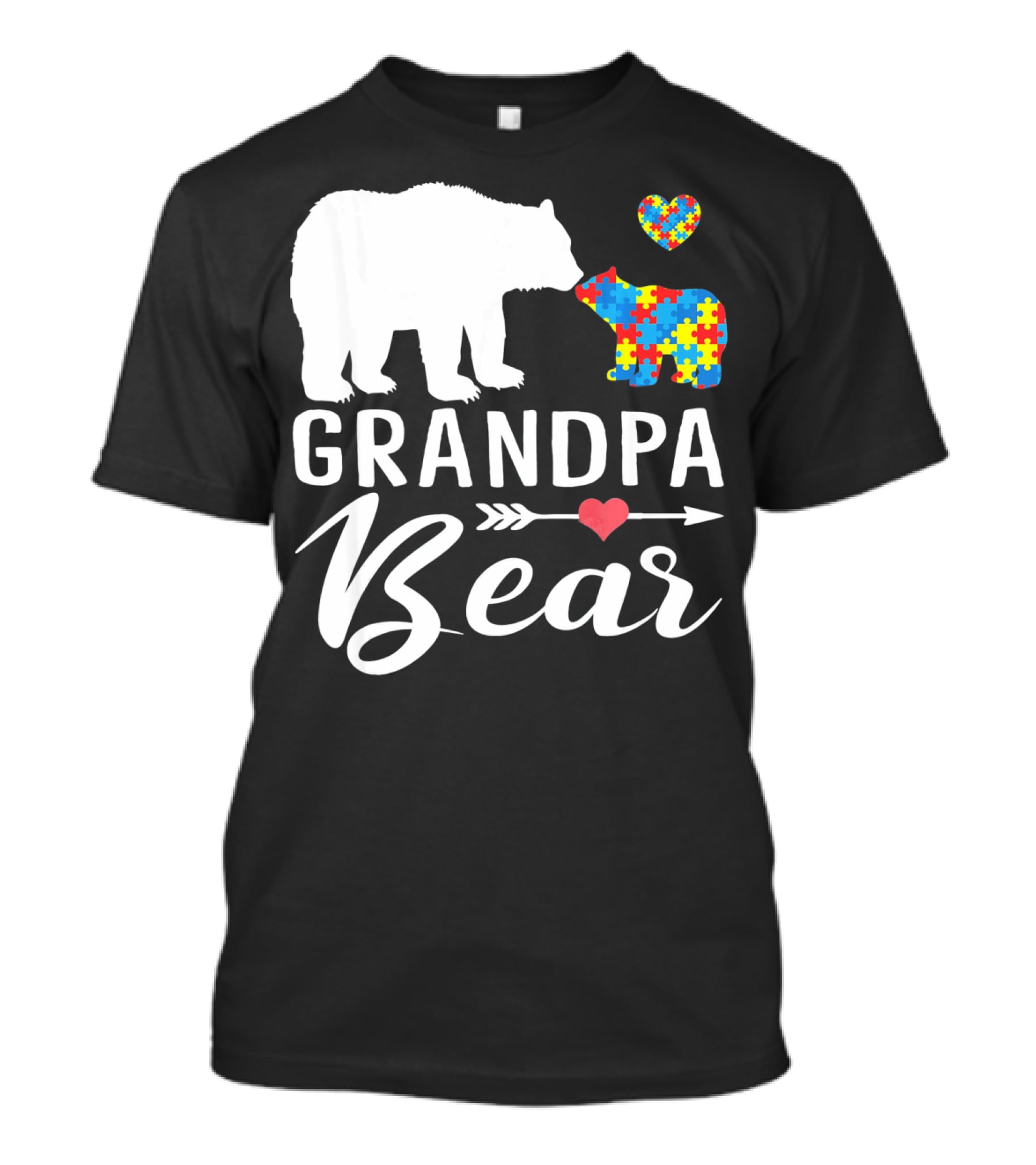 Grandpa Bear Autism Awareness Puzzle Heart Love T-Shirt