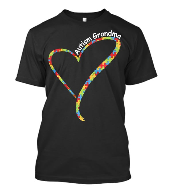Autism Grandma Heart Puzzle Autism Awareness T-Shirt