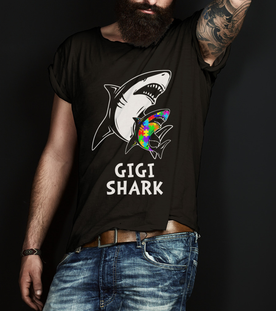 Gigi Shark Autism Awareness Puzzle Sharks T-Shirt