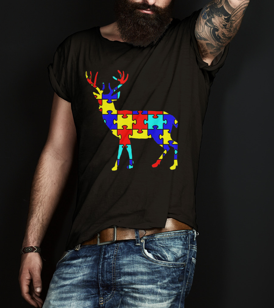 Deer Puzzle Autism Awareness Wildlife T-Shirt