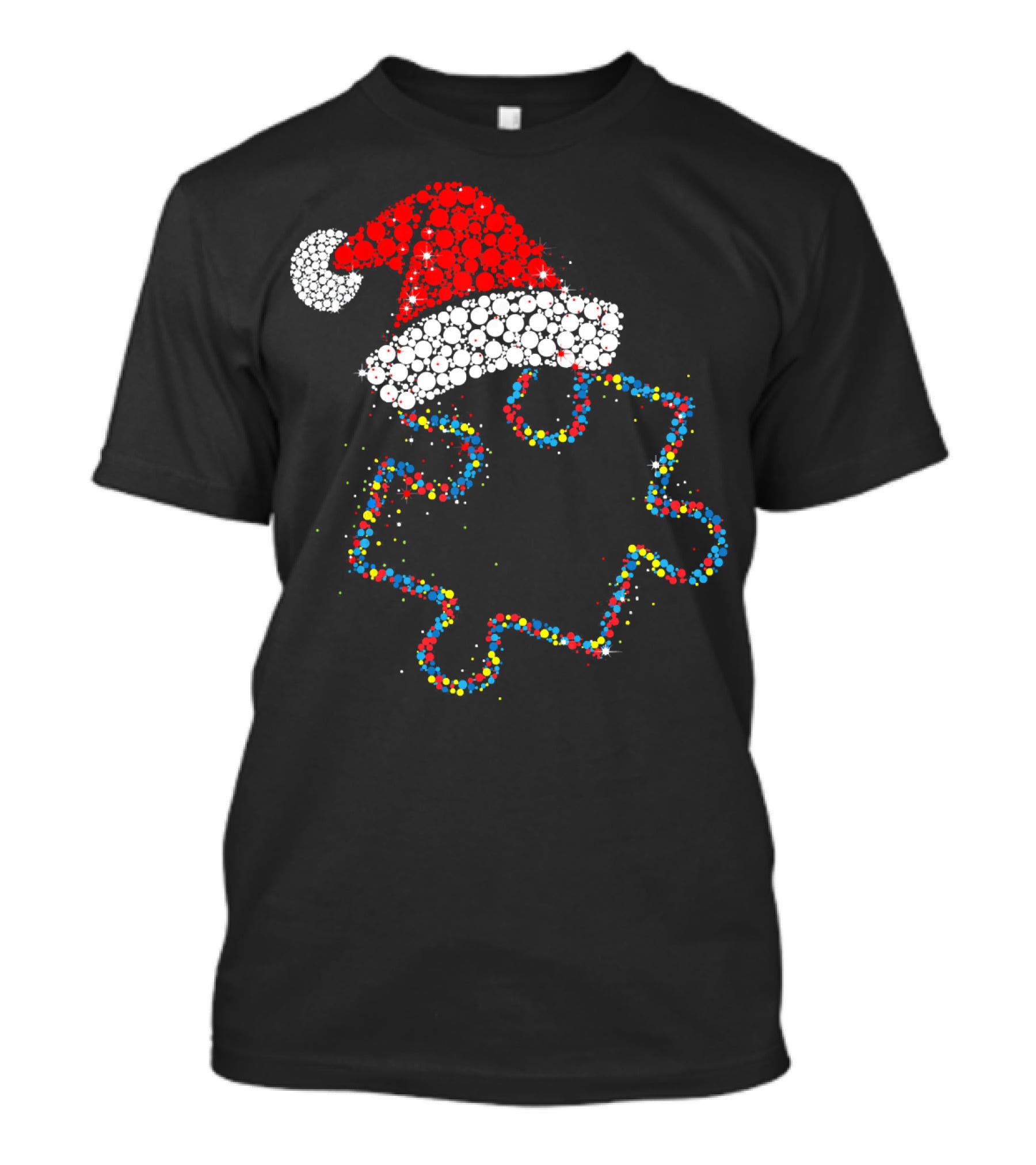Puzzle Santa Merry Christmas Autism Awareness T-Shirt