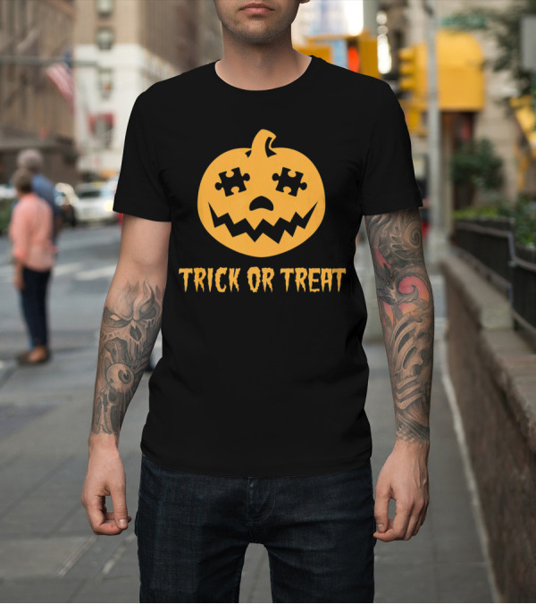 Shirt: Trick or Treat Halloween Autism Awareness Pumpkin Puzzle T-Shirt Trick or Treat Halloween Autism Awareness Pumpkin Puzzle T-Shirt