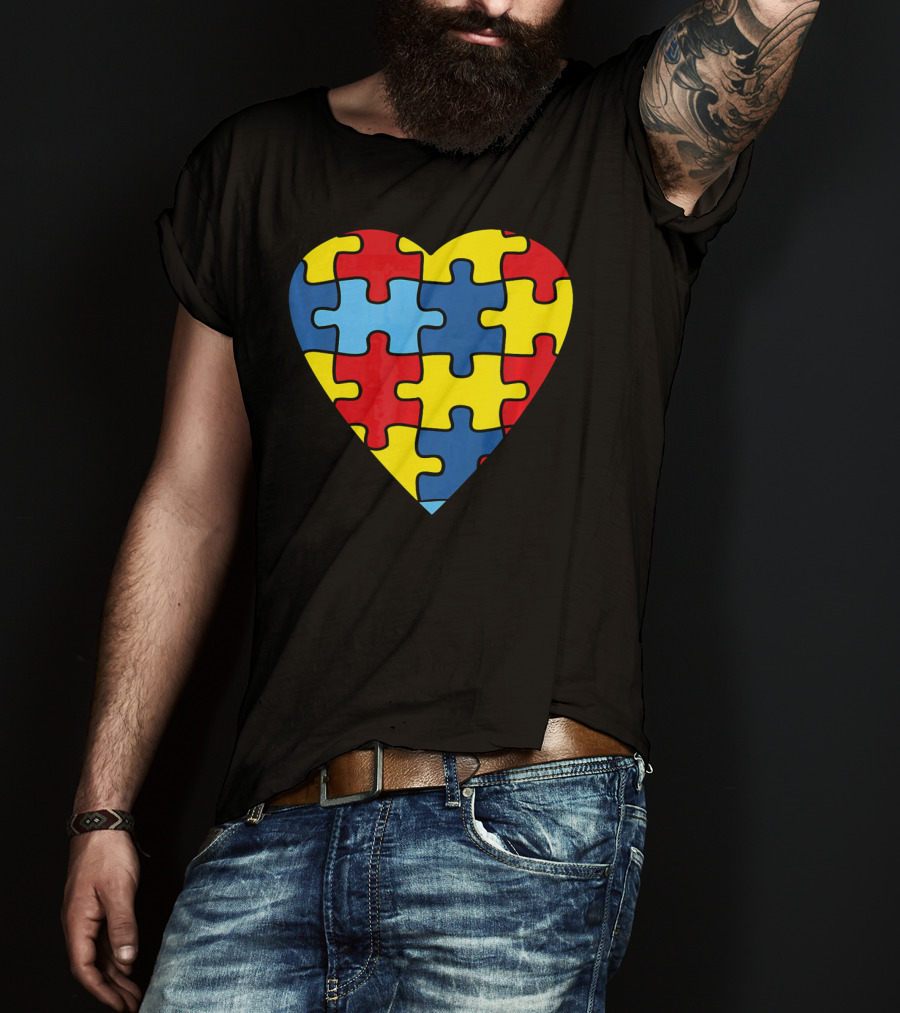 No Words Just Love Puzzle Heart Autism Awareness T-Shirt