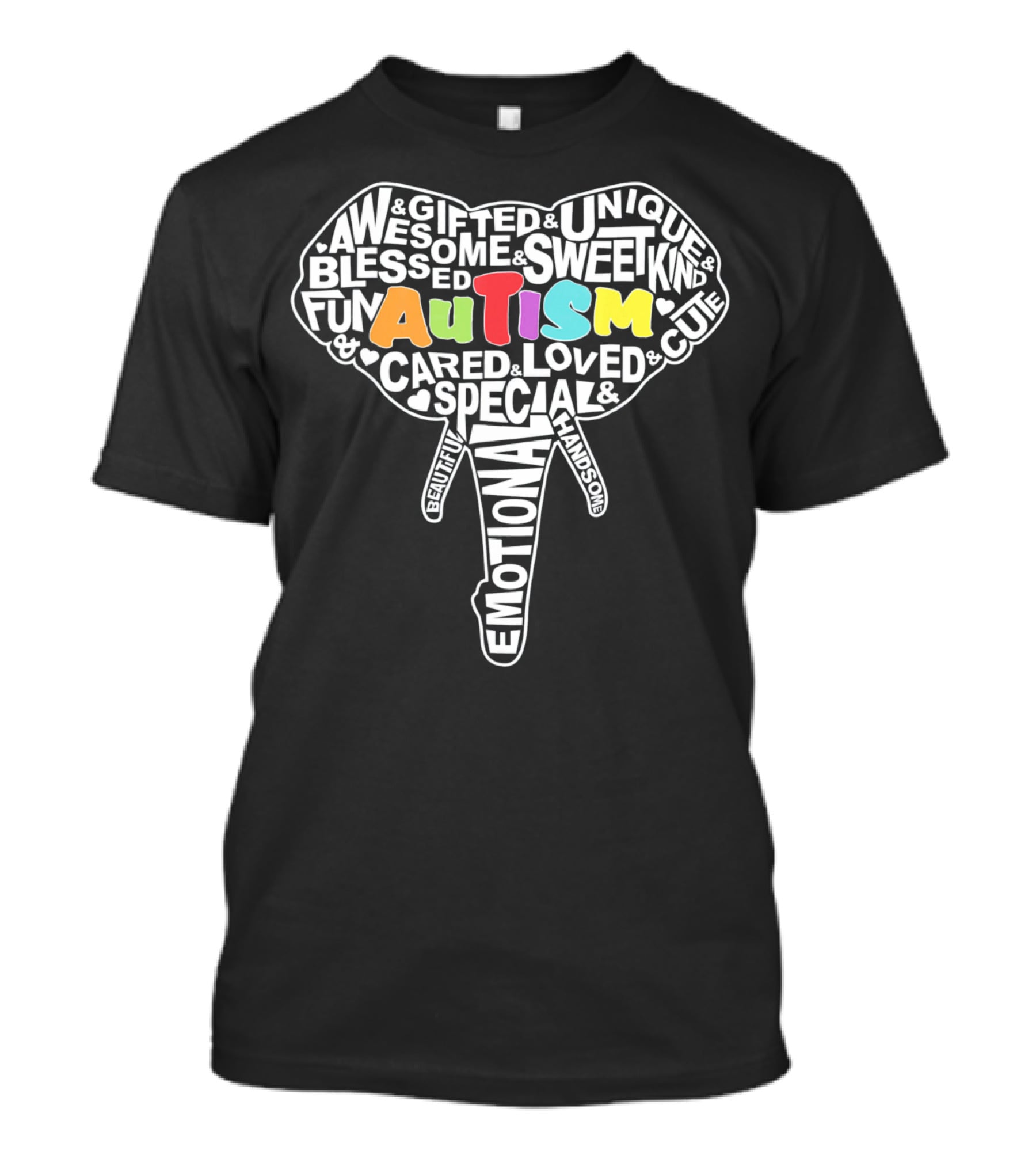 Autism Gifted Awesome Unique Emotional Elephant Face T-Shirt