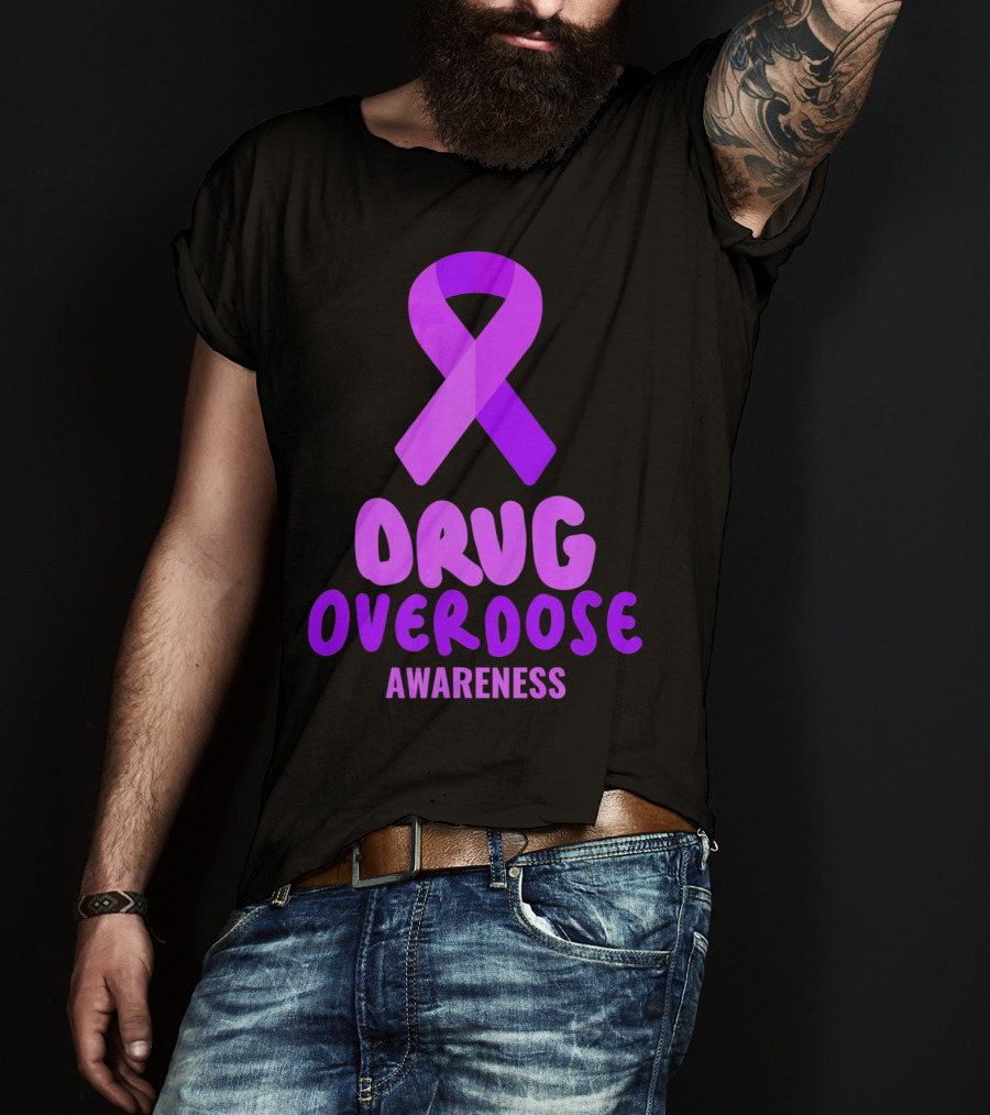 Drug Overdose Awareness Purple Ribbon Awareness T-Shirt