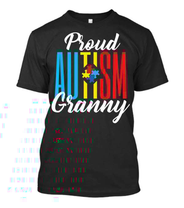 Proud Autism Granny With Colorful Puzzle Awareness T-Shirt