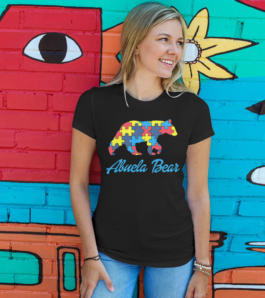 Abuela Bear Autism Awareness Puzzle T-Shirt