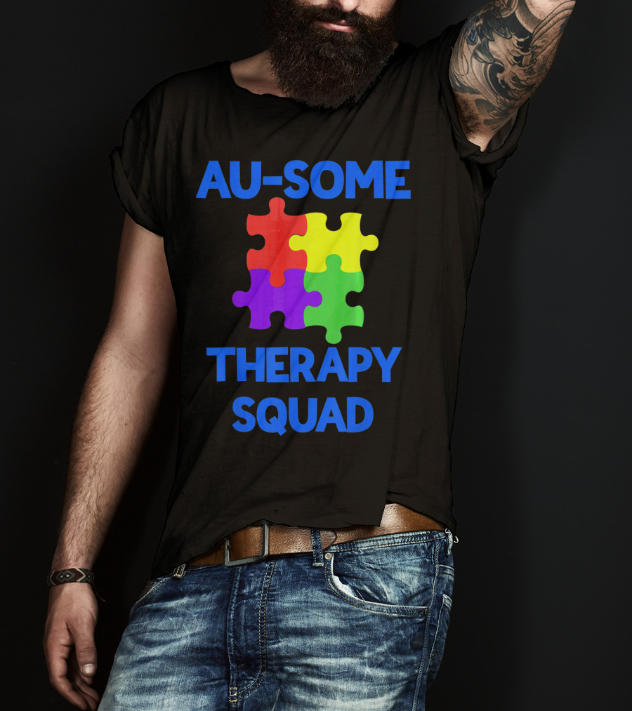 AU-SOME Therapy Squad Autism Awareness Puzzle Pieces T-Shirt