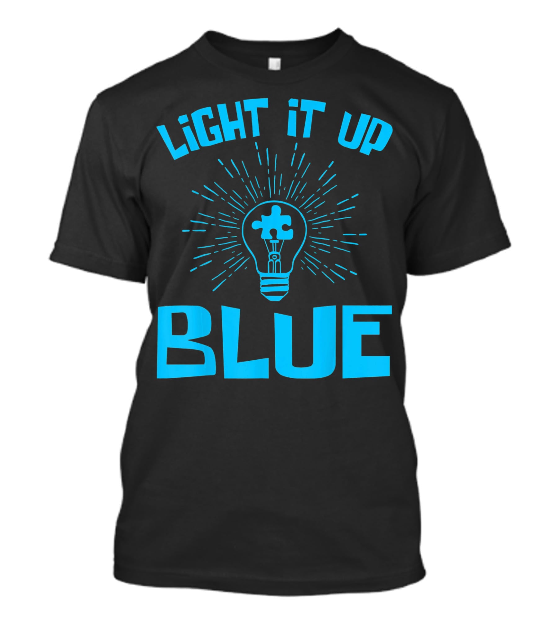 Light It Up Blue Autism Awareness Puzzle Bulb T-Shirt