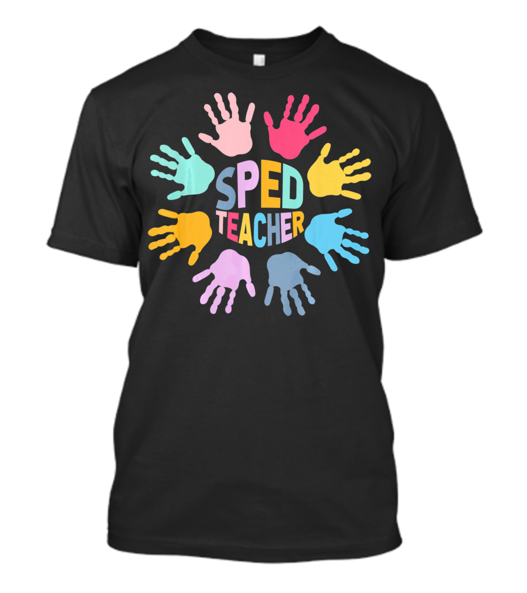 SPED Teacher Colorful Handprint Autism Puzzle Awareness T-Shirt
