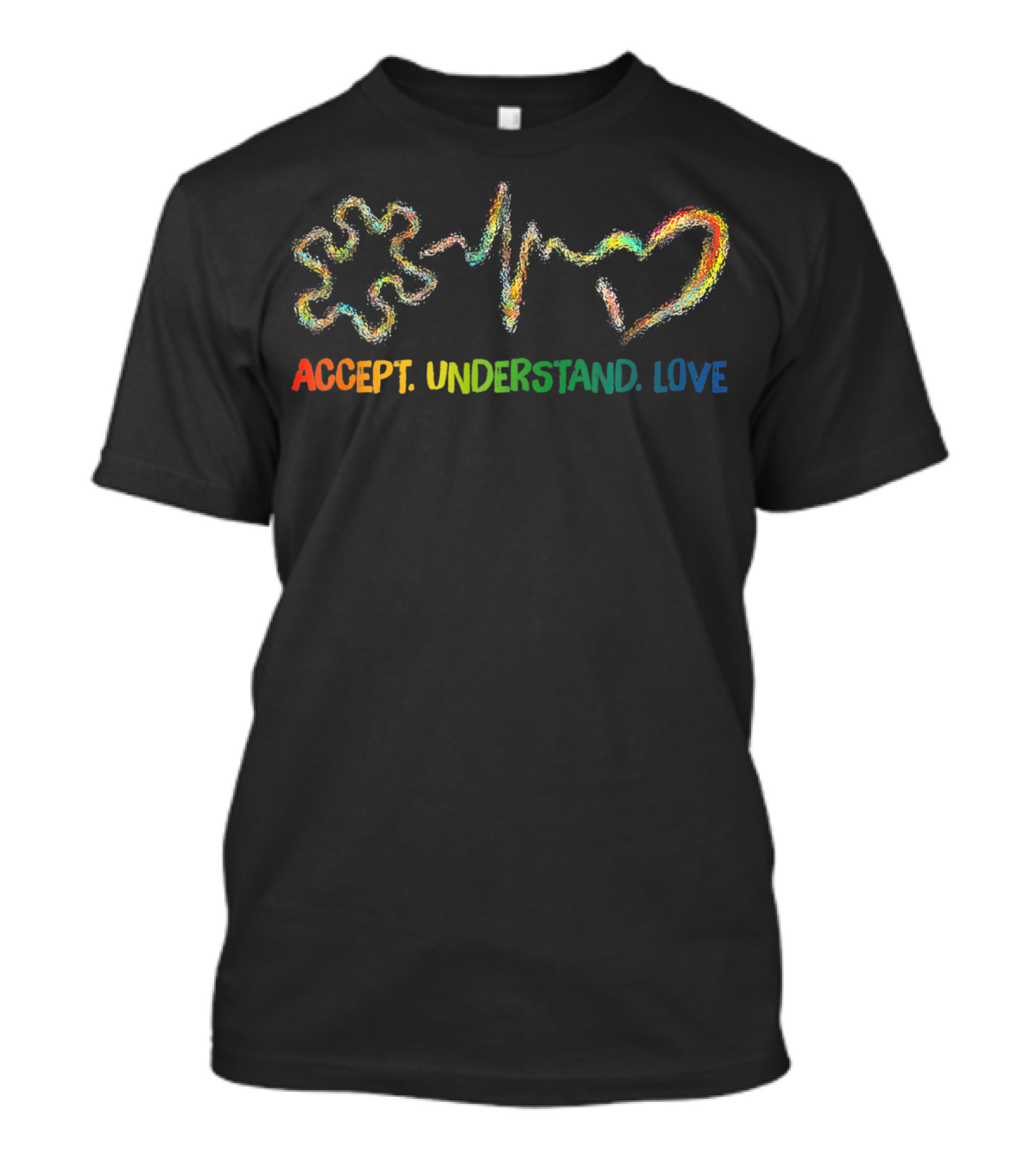 Accept Understand Love Autism Heartbeat Puzzle Heart T-Shirt