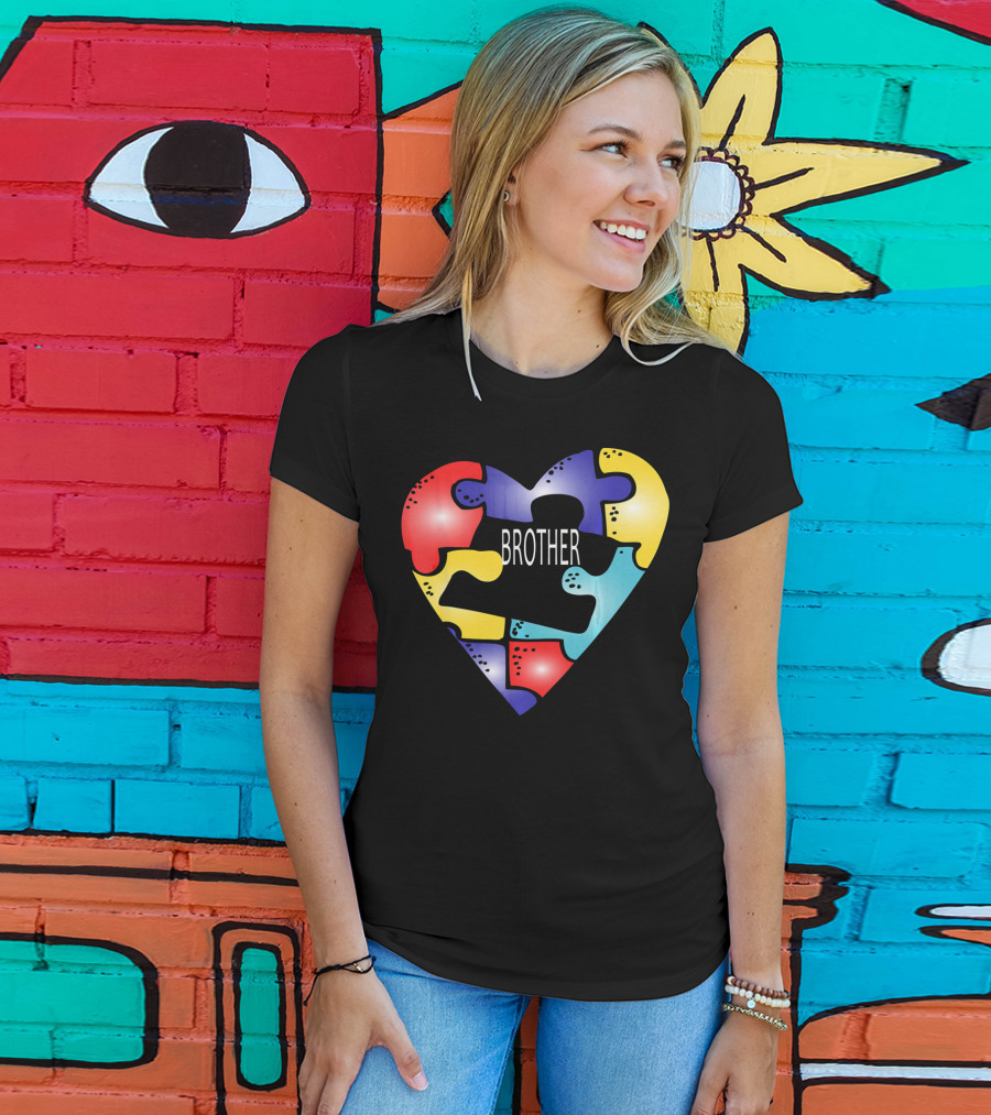 Brother Puzzle Heart Autism Awareness T-Shirt