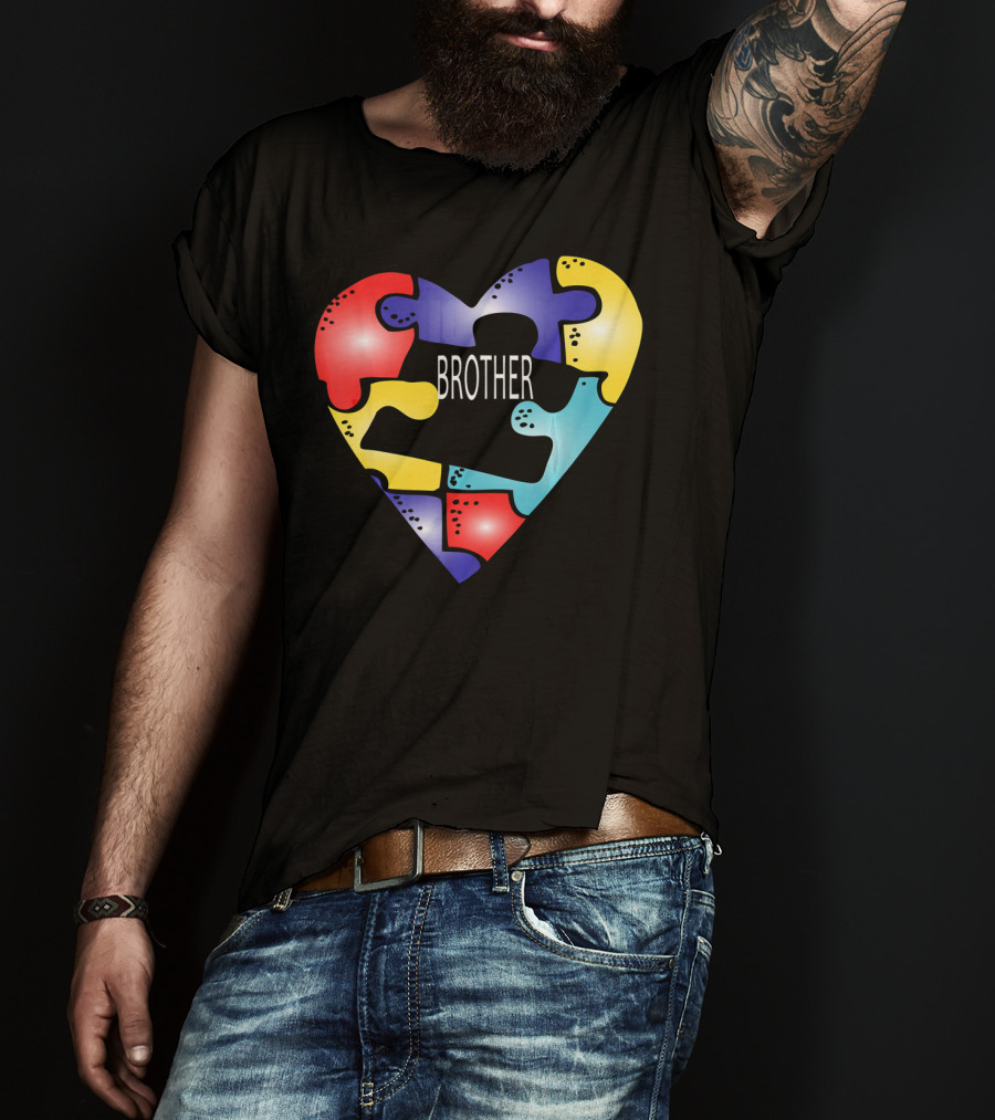 Brother Puzzle Heart Autism Awareness T-Shirt