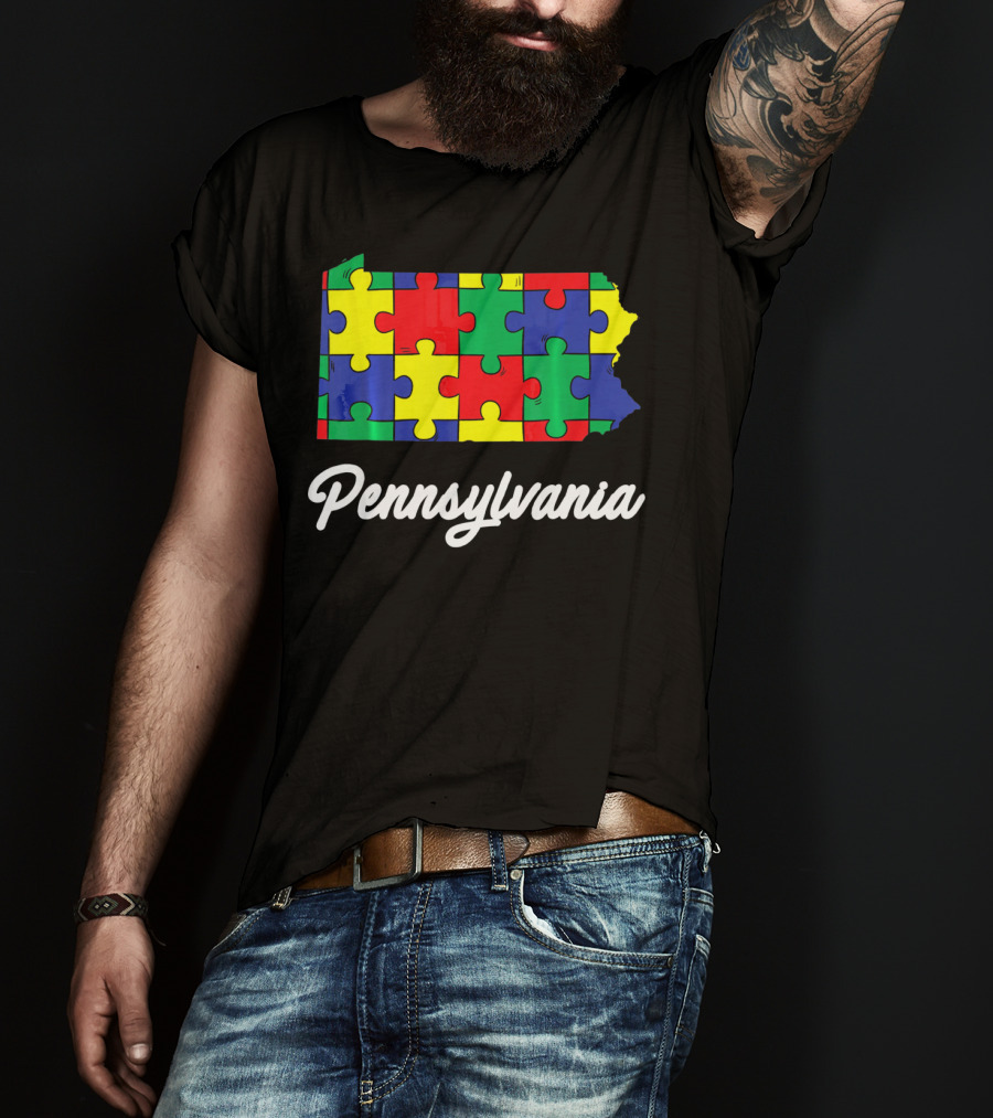 Pennsylvania Autism Puzzle Map Awareness T-Shirt