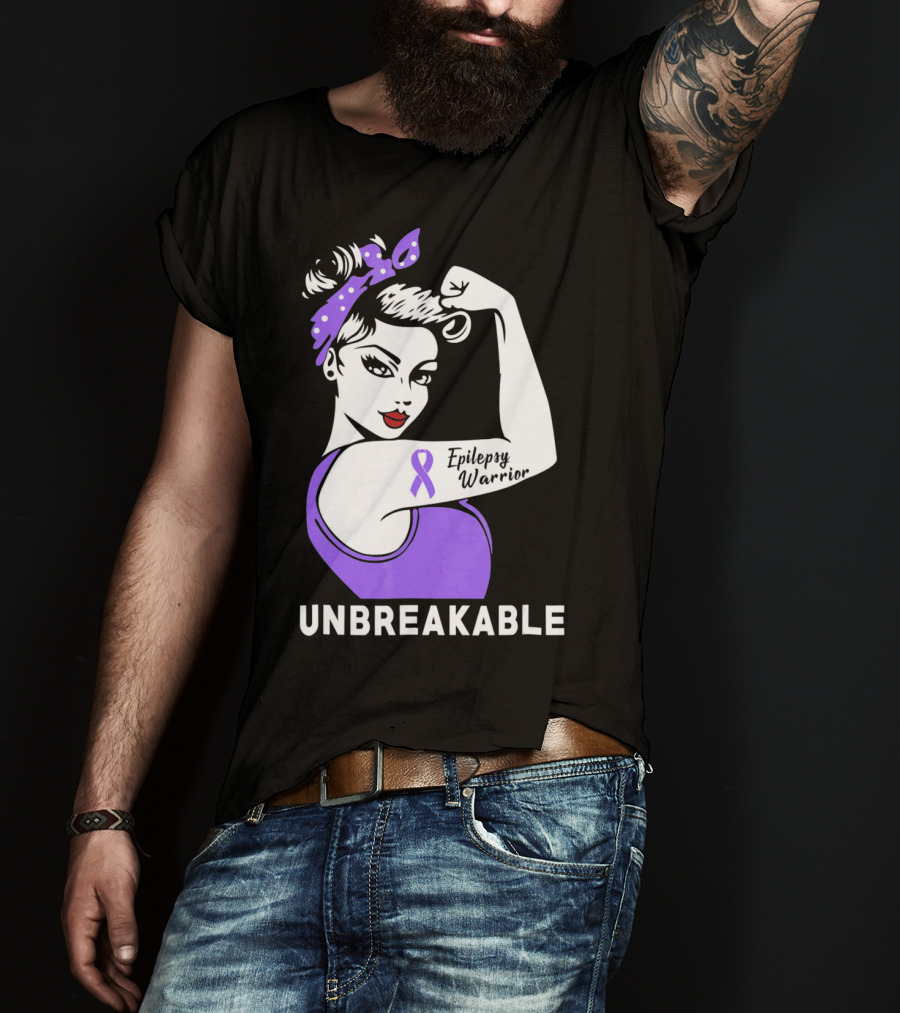 Epilepsy Warrior Unbreakable With Purple T-Shirt